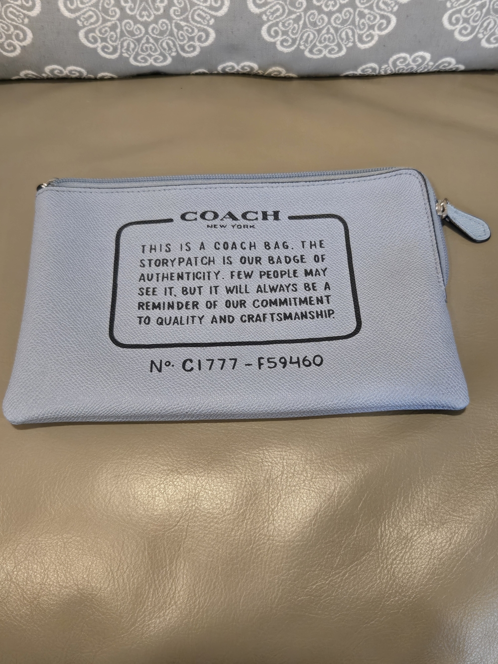 COACH New York Light Blue Leather Cosmetic Bag Pouch